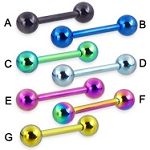Anodized 316l stainless steel Tongue Barbells with collection uv balls, straight barbell, tongue rin Details