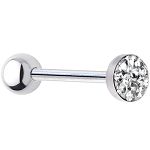 316l stainless steel Tongue Barbells with paved cz stones, straight barbell, tongue rings,body pierc Details
