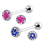 316l stainless steel Tongue Barbells with paved cz stones, straight barbell, tongue rings,body pierc Details