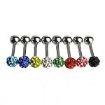 316l stainless steel Tongue Barbells with cz stone, straight barbell, tongue rings,body piercing jew Details