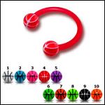 UV acrylic horseshoe circular barbells with balls, body piercing jewelry, CBB piercing, circular bar Details