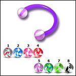 UV acrylic horseshoe circular barbells with balls, body piercing jewelry, CBB piercing, circular bar Details