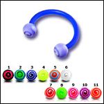 UV acrylic horseshoe circular barbells with balls, body piercing jewelry, CBB piercing, circular bar Details